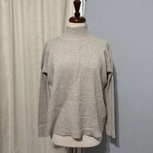 Cyrus Mock Neck Pullover Knit Strechy Sweater Dolman Sleeve Women Small Beige